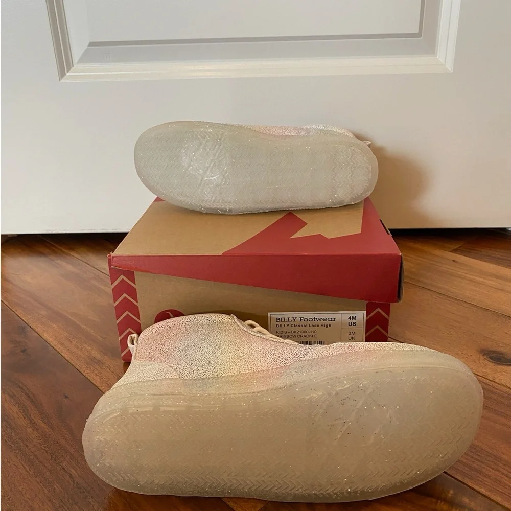 NEW BILLY Kids Classic Lace High-Tops - Rainbow Crackle White - Picture 5 of 6